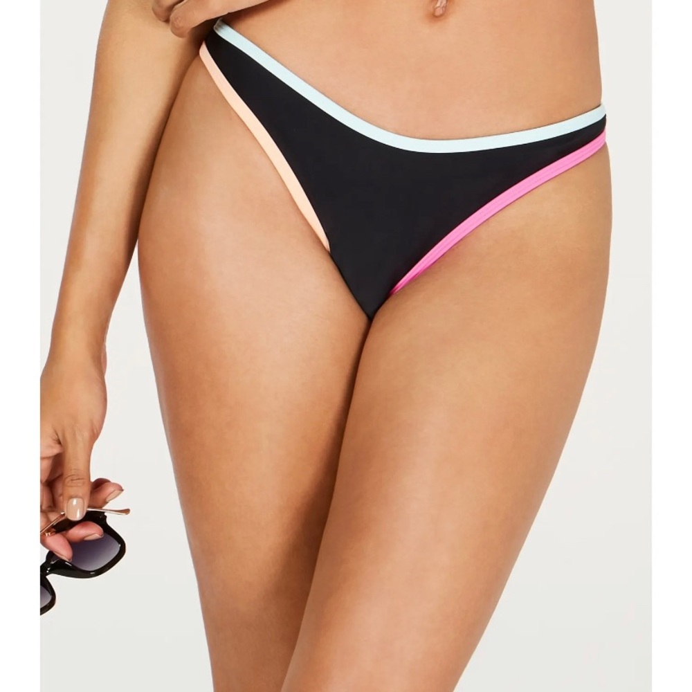 Hula Honey Women’s Juniors Colorblock-trimmed High-leg Cheeky Bottoms Medium